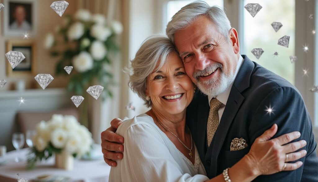 célébrez 60 années d'amour et de complicité avec nos idées et conseils pour des noces de diamant inoubliables, un moment unique à partager en famille.